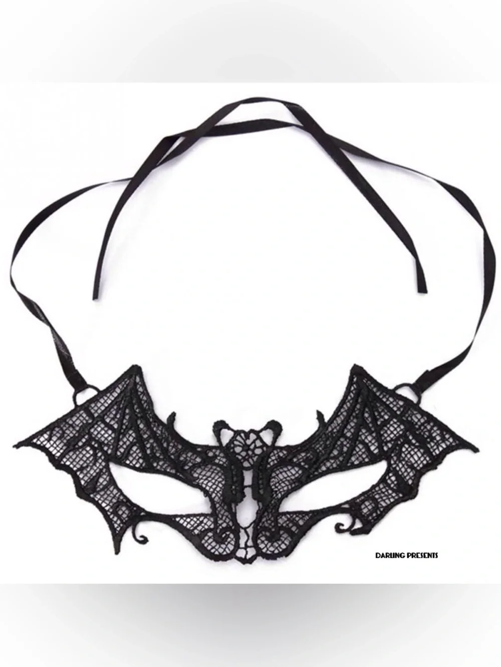 Bat Lace Face Mask Unisex Color Black Size OS